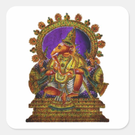 Ganesha Deva antiek | Maak uw eigen achtergrond Vierkante Sticker (Voorkant)