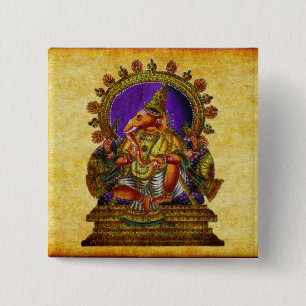 Ganesha Deva antiek Vierkante Button 5,1 Cm
