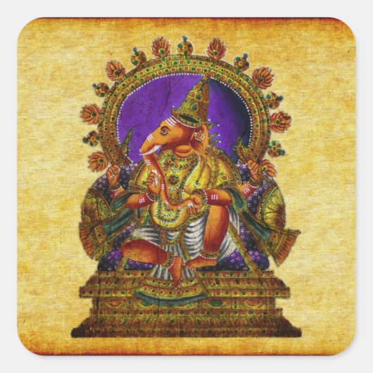 Ganesha Deva antiek Vierkante Sticker (Voorkant)