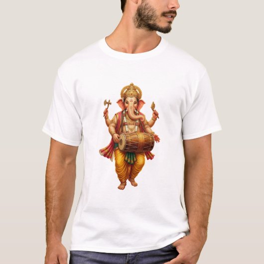 Ganesha die danst terwijl hij de madal bespeelt t-shirt (Voorkant)
