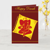 Ganesha Diwali Groeten Kaart (Gele Bloem)