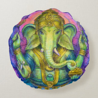 Ganesha Elephant Buddha Round Pillow Good Luck Rond Kussen