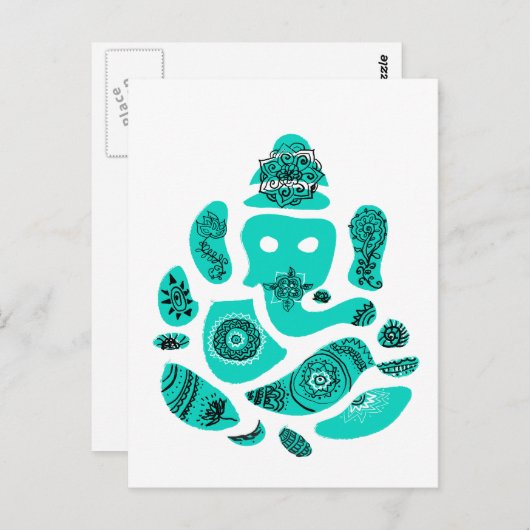 Ganesha Elephant India Briefkaart (Voorkant / Achterkant)