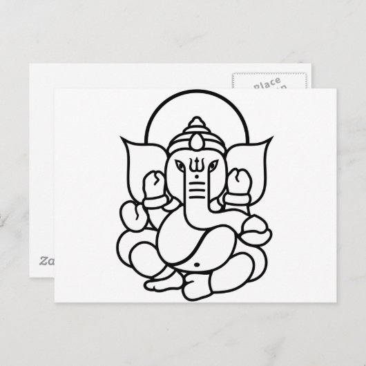 Ganesha Elephant No. 3 (zwart wit) Briefkaart (Voorkant / Achterkant)