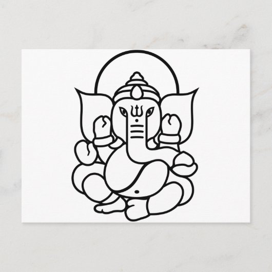 Ganesha Elephant No. 3 (zwart wit) Briefkaart (Voorkant)
