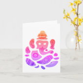 Ganesha Elepnat God Kleurrijke Note Kaart (Gele Bloem)