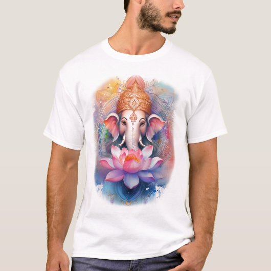 Ganesha en lotus t-shirt (Voorkant)