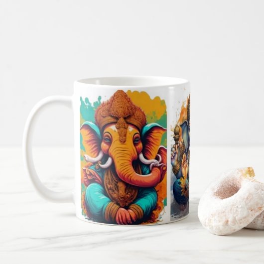 Ganesha, ganesh, ganapati verwijderen van obstakel koffiemok (Met donut)