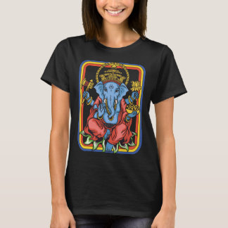 Ganesha God Retro Yoga Spiritueel Meditatie Vi T-shirt