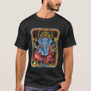Ganesha God Retro Yoga Spiritueel Meditatie Vi T-shirt