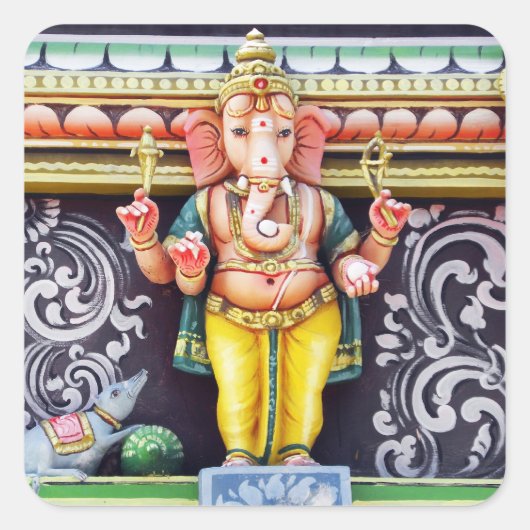 Ganesha God Statue Vierkante Sticker (Voorkant)