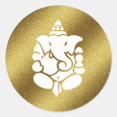 Ganesha Golden Glitter Ronde Sticker (Voorkant)