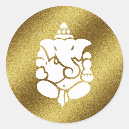 Ganesha Golden Glitter Ronde Sticker (Voorkant)