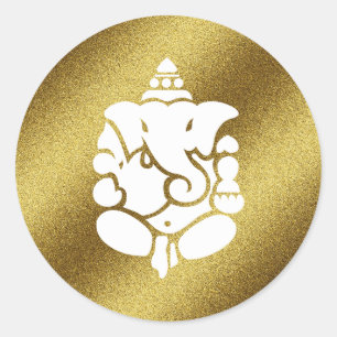 Ganesha Golden Glitter Ronde Sticker