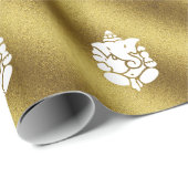 Ganesha Gouden Glitter Ontwerp Cadeaupapier (Rol Hoek)
