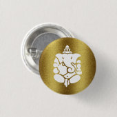 Ganesha Gouden Glitter Ontwerp Ronde Button 3,2 Cm (Voorkant /achterkant)