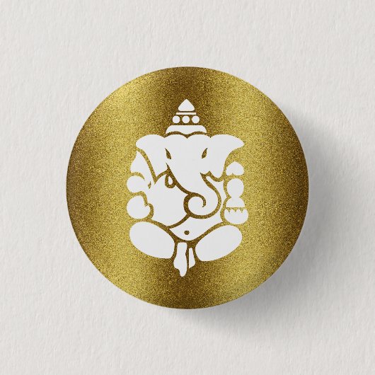 Ganesha Gouden Glitter Ontwerp Ronde Button 3,2 Cm (Voorkant)