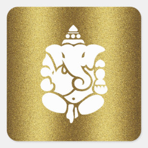 Ganesha Gouden Glitter Ontwerp Vierkante Sticker