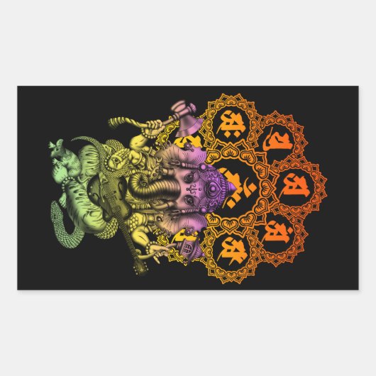 Ganesha Guitar 01 Rechthoekige Sticker (Voorkant)