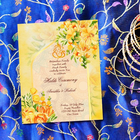 Ganesha Haldi budget nodigt de gele bloementeelt u