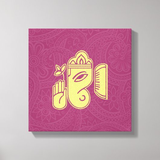 Ganesha Hindoe Godheid Canvas Wand Kunst Afdruk (Voorkant)