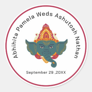Ganesha Hindoe-huwelijk Ronde Sticker