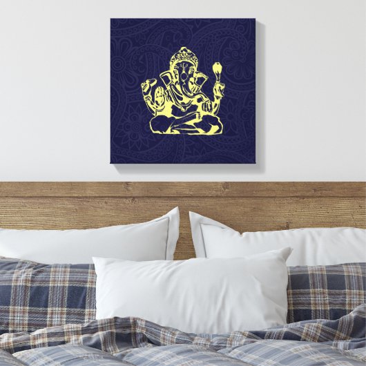 Ganesha Hindu Deity Canvas Wall Art (Insitu (Slaapkamer))