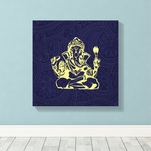 Ganesha Hindu Deity Canvas Wall Art (Insitu (Houten vloer))