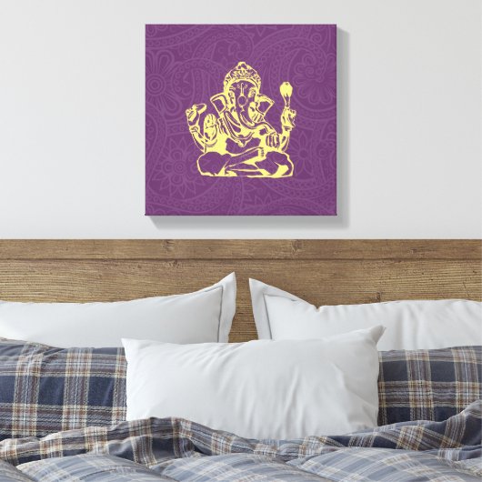 Ganesha Hindu Deity Canvas Wall Art (Insitu (Slaapkamer))