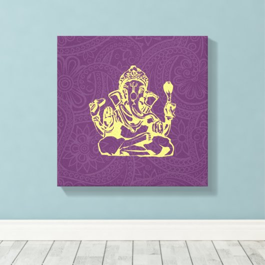 Ganesha Hindu Deity Canvas Wall Art (Insitu (Houten vloer))