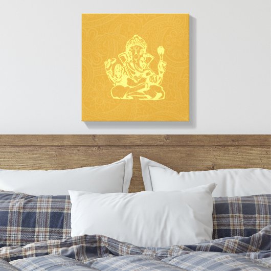 Ganesha Hindu Deity Canvas Wall Art (Insitu (Slaapkamer))