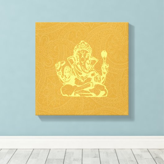 Ganesha Hindu Deity Canvas Wall Art (Insitu (Houten vloer))