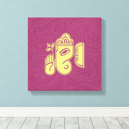 Ganesha Hindu Deity Canvas Wall Art (Insitu (Houten vloer))