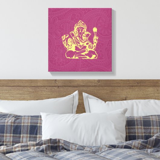 Ganesha Hindu Deity Canvas Wall Art (Insitu (Slaapkamer))