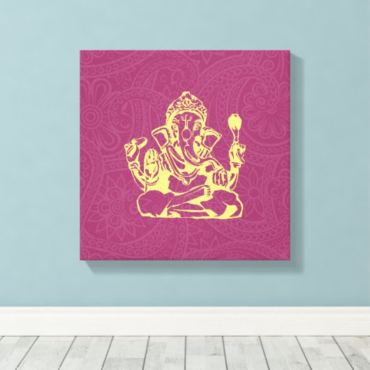 Ganesha Hindu Deity Canvas Wall Art (Insitu (Houten vloer))