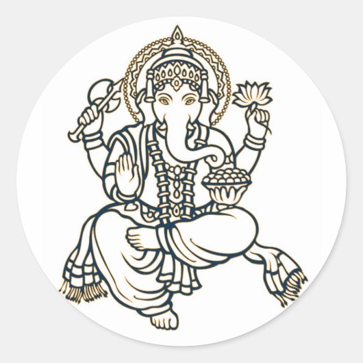 Ganesha Hindu Deity God Ronde Sticker (Voorkant)