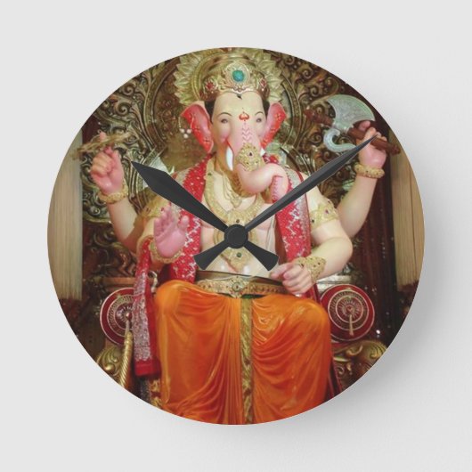 Ganesha Hindu India Asian Elephant Deity Ronde Klok (Voorkant)