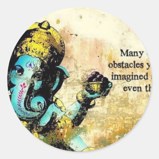 Ganesha Hindu India Asian Elephant Deity Ronde Sticker (Voorkant)