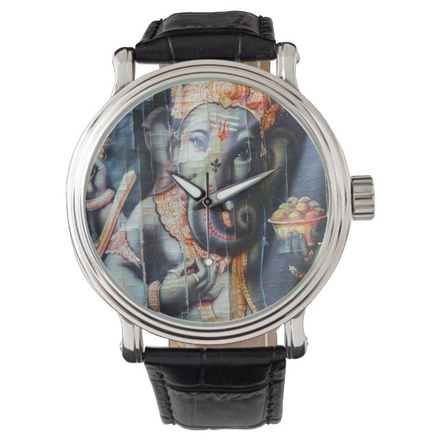Ganesha Hindu-olifant god van succes Horloge (Voorkant)