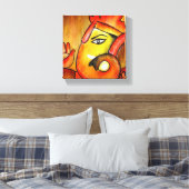 Ganesha in acryl in warm kleurenschema canvas afdruk (Insitu (Slaapkamer))