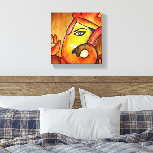 Ganesha in acryl in warm kleurenschema canvas afdruk (Insitu (Slaapkamer))