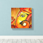 Ganesha in acryl in warm kleurenschema canvas afdruk (Insitu (Houten vloer))