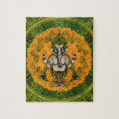 Ganesha in Marigold-bloemen en gouddecoratie Legpuzzel (Verticaal)