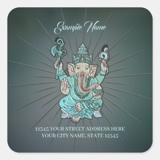 Ganesha india olifant. vierkante sticker (Voorkant)