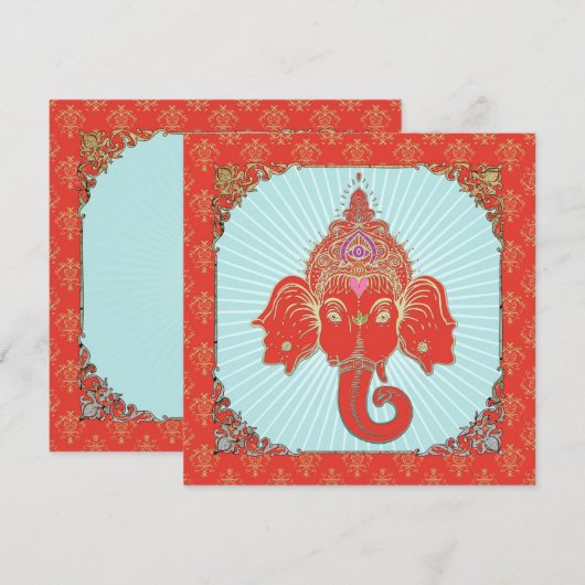 GANESHA Indian God - Uitnodiging Kaart (Voorkant / Achterkant)