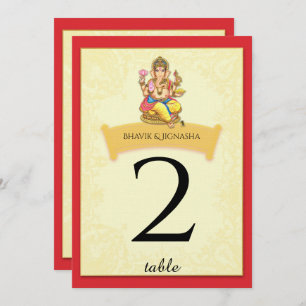 Ganesha Indian Wedding Table Number Kaart