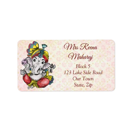 Ganesha Indianlotus patroon Etiket (Voorkant)