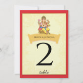 Ganesha Indiase Bruidstaafel Nummer Kaart (Voorkant)