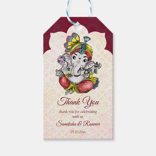 Ganesha Indiase bruiloft gunst dank u Cadeaulabel (Voorkant)
