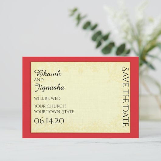 Ganesha Indiase bruiloft Save the Date (Staand voorkant)